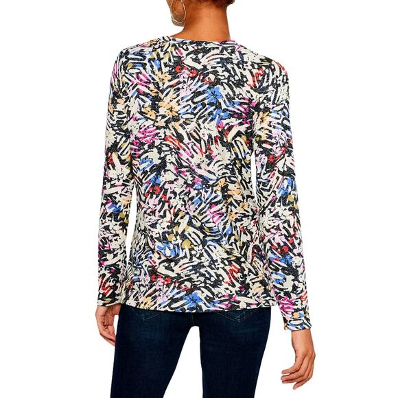 Nic+Zoe Doodle Camo Long Sleeve Tee Womens Sz 3X Multicolor Scribble Knit Tunic - Picture 5 of 9